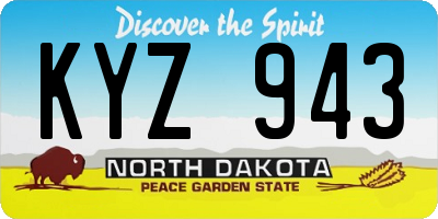 ND license plate KYZ943