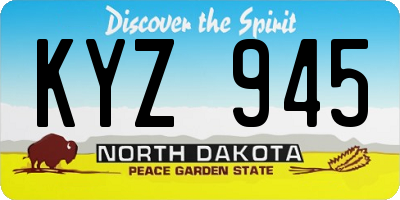 ND license plate KYZ945