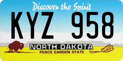 ND license plate KYZ958