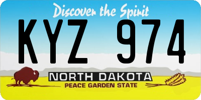 ND license plate KYZ974