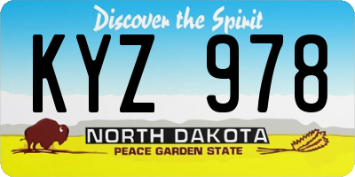 ND license plate KYZ978