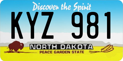 ND license plate KYZ981