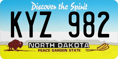 ND license plate KYZ982