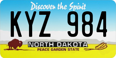 ND license plate KYZ984