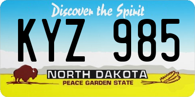 ND license plate KYZ985
