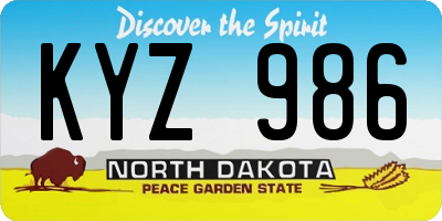 ND license plate KYZ986