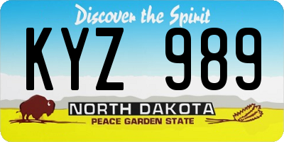 ND license plate KYZ989