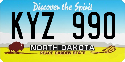 ND license plate KYZ990