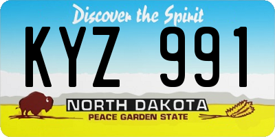 ND license plate KYZ991