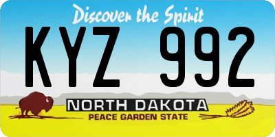 ND license plate KYZ992