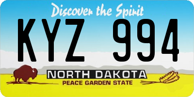 ND license plate KYZ994