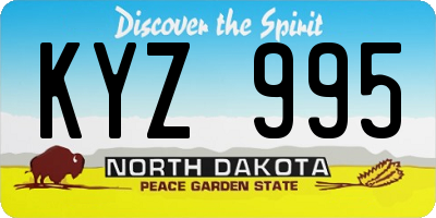 ND license plate KYZ995