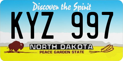 ND license plate KYZ997
