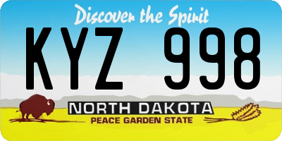 ND license plate KYZ998