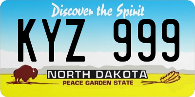 ND license plate KYZ999