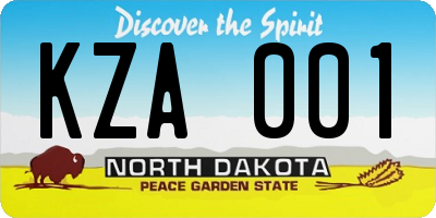 ND license plate KZA001