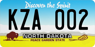 ND license plate KZA002