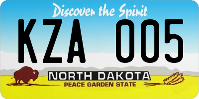ND license plate KZA005