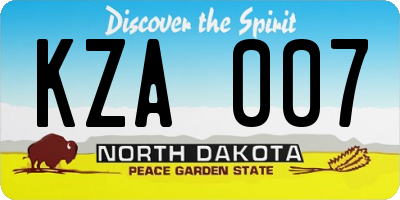 ND license plate KZA007