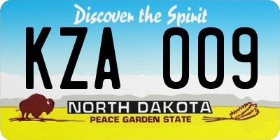 ND license plate KZA009