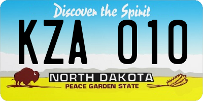 ND license plate KZA010