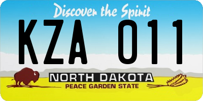 ND license plate KZA011