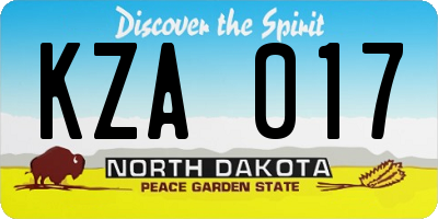 ND license plate KZA017