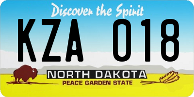 ND license plate KZA018