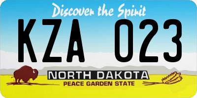 ND license plate KZA023