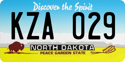 ND license plate KZA029