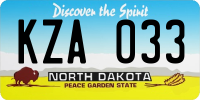 ND license plate KZA033