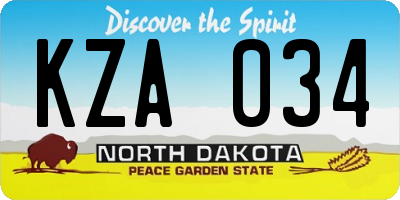 ND license plate KZA034