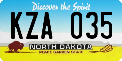 ND license plate KZA035