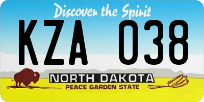 ND license plate KZA038