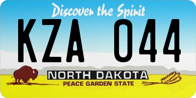 ND license plate KZA044