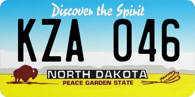 ND license plate KZA046