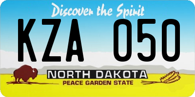 ND license plate KZA050
