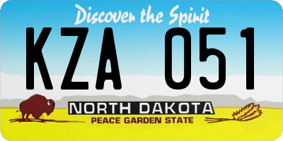 ND license plate KZA051