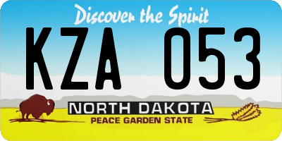 ND license plate KZA053