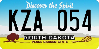 ND license plate KZA054