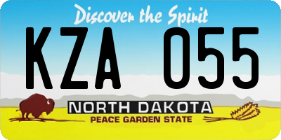 ND license plate KZA055