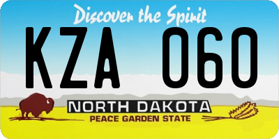ND license plate KZA060