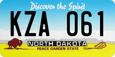 ND license plate KZA061