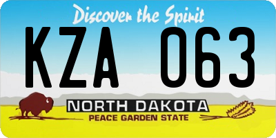 ND license plate KZA063