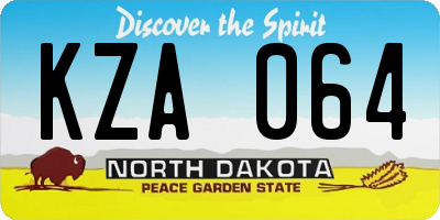 ND license plate KZA064
