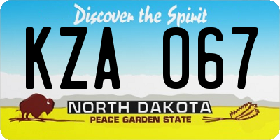 ND license plate KZA067