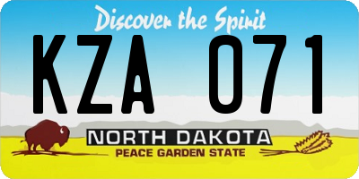 ND license plate KZA071