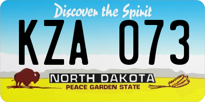 ND license plate KZA073