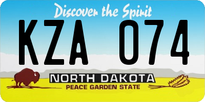 ND license plate KZA074