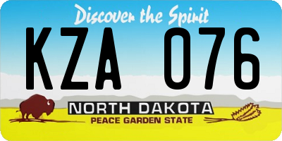ND license plate KZA076